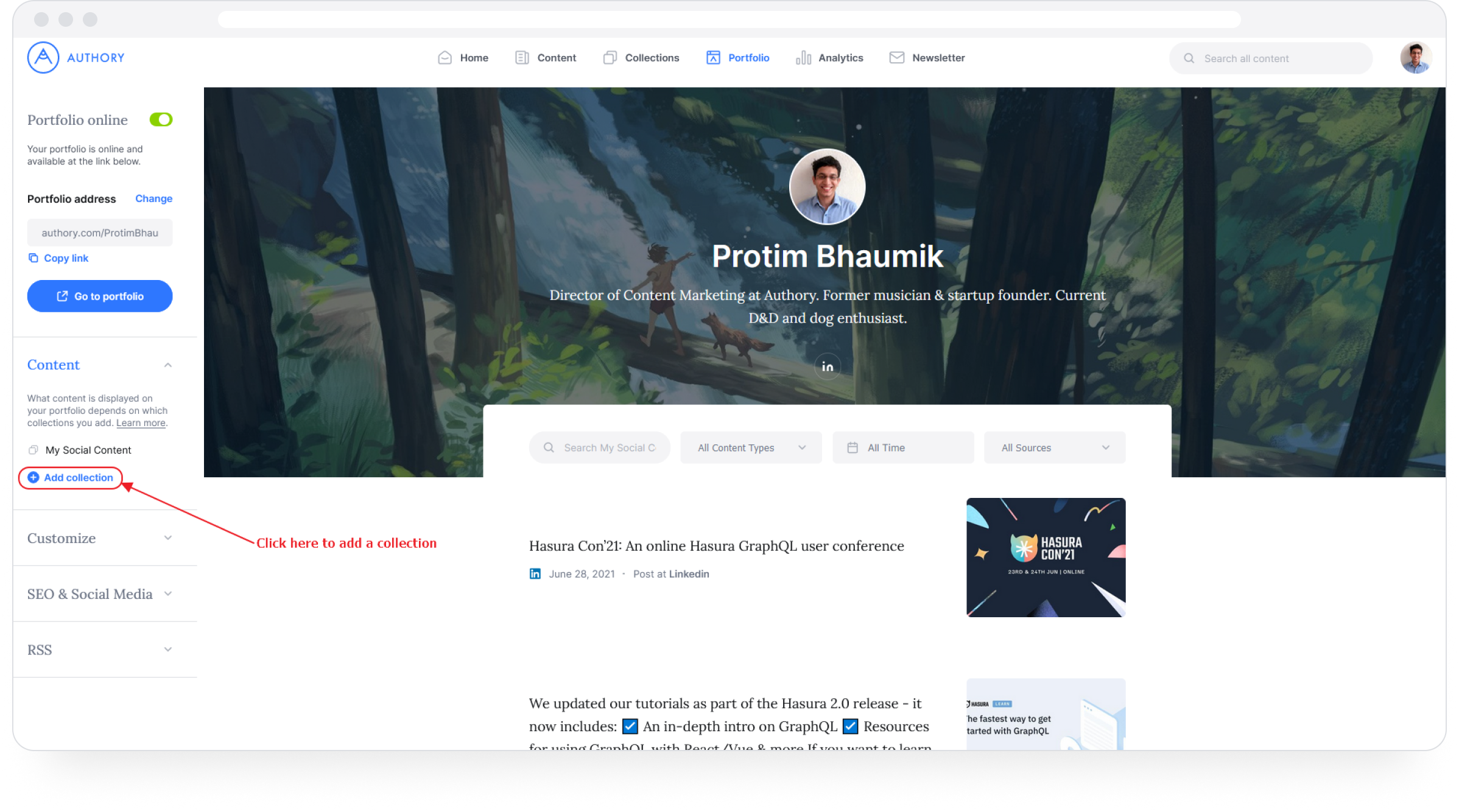 Displaying your collection on Authory